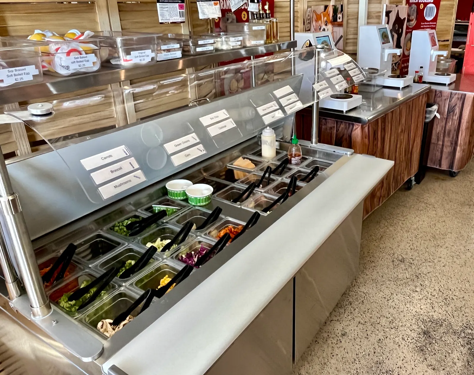 Ramen bar preparation stations at Dinners Done Right